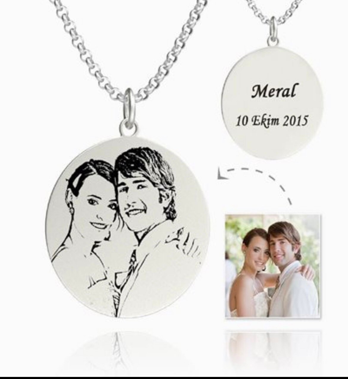 Personalized Photo Engraved Necklace in 925 Sterling Silver Etsy