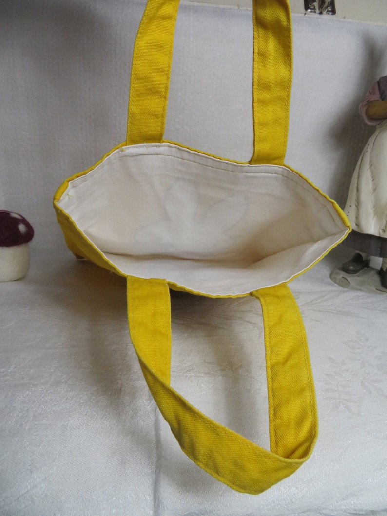 Yellow Fabric Bag by Dick Bruna 1967 Miffy Bunny Teddy Mini Shopper Bag by Otto Maier Publisher Ravensburg Vintage Surprise Gift