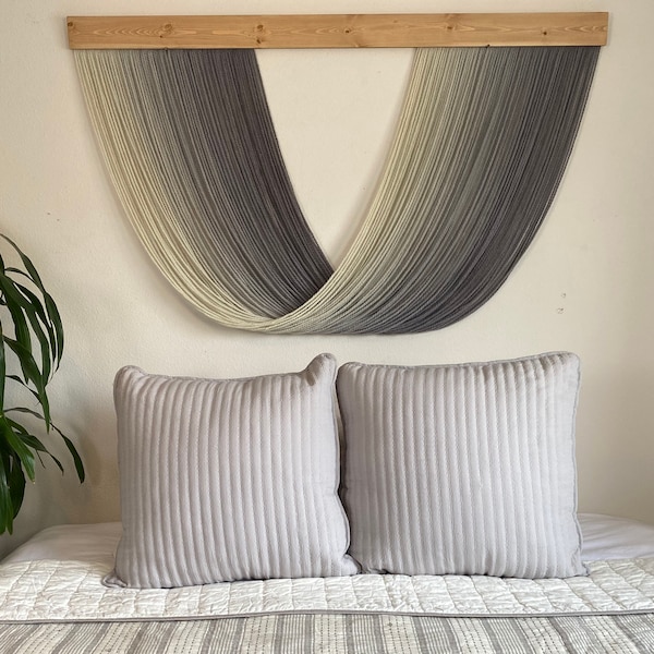 Tapiz de pared grande con hilo de fibra teñido con degradado gris/gris extra completo