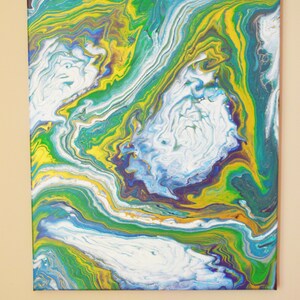 16x20 Abstract Acrylic Triple Tree Ring Pour Painting Worlds | Etsy