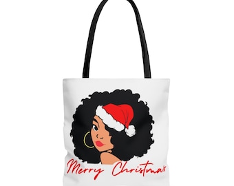 Black Girl Christmas Bag,Gift For Black Women,Black Girl Christmas,Black Girl Tote Bag, Christmas Tote Bag, Melanin Christmas,Afro Christmas
