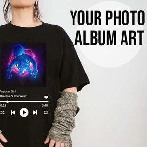 Benutzerdefinierte Album Cover Shirt - fügen Sie Ihren Song Namen & Play Button - personalisierte Musik T-Shirt - Geschenk für Musikliebhaber