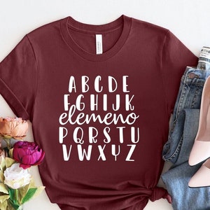 Teacher Alphabet Shirt: Elemeno Kindergarten School Tee