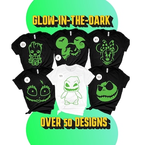 Glow in the Dark Halloween T-Shirt – 50+ Spooky Designs | Unique Graphic Tees | Haunted Party & Festival Glow Shirts