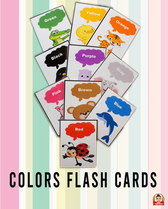 Laminated Colors Flash Cards Laminated Learn Etsy