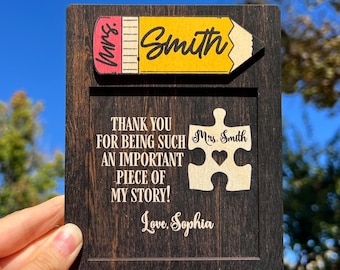 Personalized Teacher Note Pad Holder, Custom Teacher Appreciation Gift, Preschool Teacher Sticky Notepad Holder, Christmas Teacher Name Gift