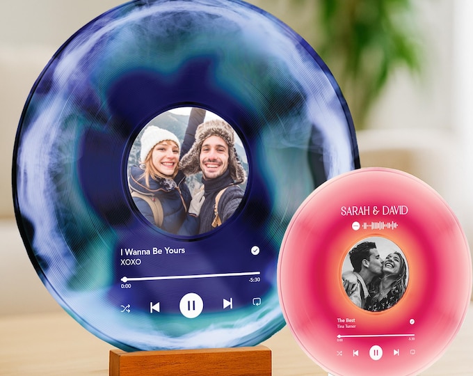 Personalized Vinyl Record with Photo, Wedding Couple Gifts, Anniversary Gift for Husband, Acrylic Song Plaque, Valentine Gifts for Boyfriend