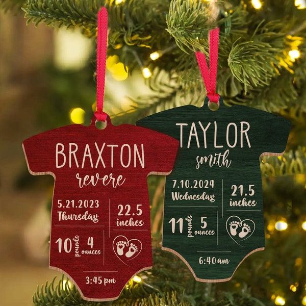 Personalized Baby's First Christmas 2024 Christmas Holiday Ornament Baby Announcement Christmas Gifts for Baby Ornament Xmas Tree Decoration