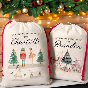 Personalized Christmas Gift Sack for Christmas, Custom Christmas Gift Bag, Christmas Eve Box, Holiday Gift Bag, Baby's First Christmas Gift