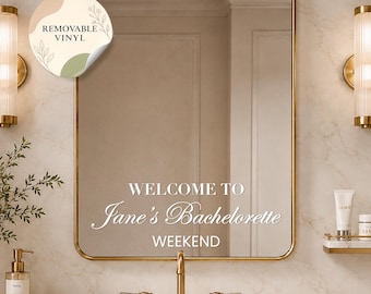Personalized Bachelorette Mirror Decal, Removable Vinyl Selfie Sign, Custom Bridal Shower Vinyl Decals for Mirror, Bachelorette Decorations
