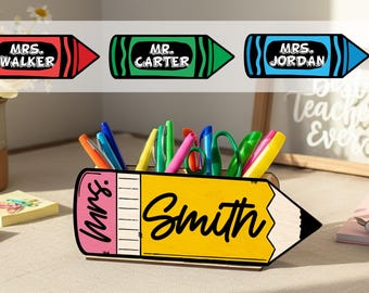 Personalized Teacher Pencil Holder, Teacher Appreciation Gift Custom Teacher Name Gift, Student Gift For Teacher,  Kindergarten Teacher Gift