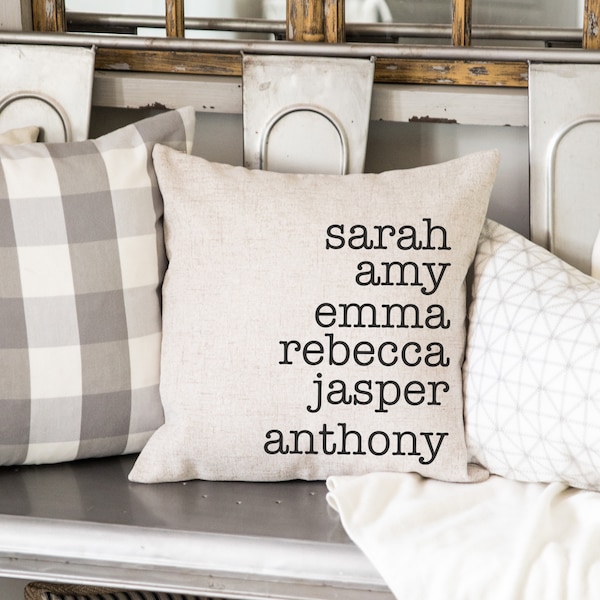 Custom Mother's Day Pillow Cover | Grandma Name Throw Pillow Case | Personalized with Children's Names - Handmade Gift for Mom & Grandma