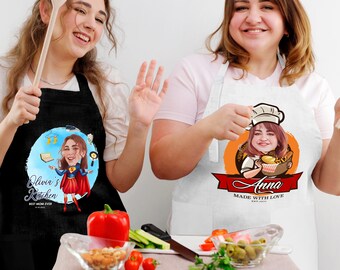 Personalized Photo Aprons for Women, Funny Photo Gifts, Best Christmas Gifts, Chef Aprons with Pockets, Custom Cooking Aprons, Custom Face