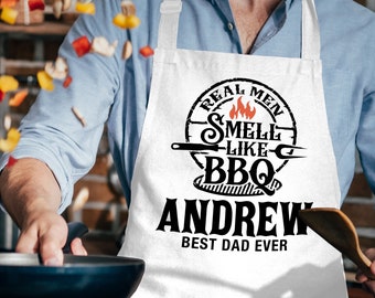 Customized Father's Day Apron with Pocket/Adjustable Neck Personalized Aprons Chef Gifts Grilling Apron for Baking, Cooking Dad Gift