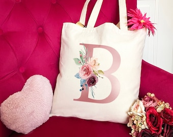 hen party birthday gift rose gold bridesmaid gift monogram bag Personalised Initial tote bag ONLY