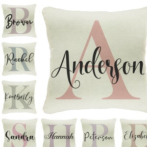 Personalized Pillow Cover, Initial Name Throw Case, Customized House Gift, 18x18 Pillow Case Family Gift, Housewarming Pillow, New Home Gift