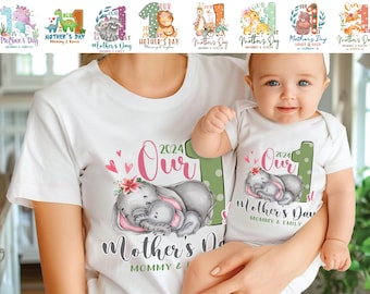 Our First Mother's Day Matching Tee Baby Onesie | Custom 1st Mother's Day Shirt | Baby and Mommy Set Gifts | Matching Mom and Baby Bodysuit