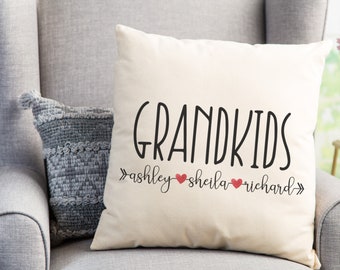 Custom Grandkids Gift to Grandma | Grandchildren Name on the Pillow Cover | Personalized  Grandma's Garden Pillow Case | Mother's Day Gift