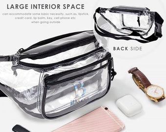 Personalized Initial Clear Fanny Packs Women Men - Stadium Approved Waist Bags - Custom Transparent Belt Bag Stadium Bag Concert Beach Gifts