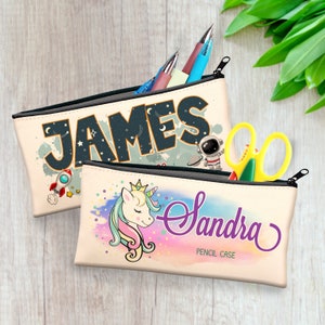 Personalized School Pencil Case for Girls & Boys - Custom Sports Pencil Cases Gift - Customized Student Kids Pencils Box - Back to School C2