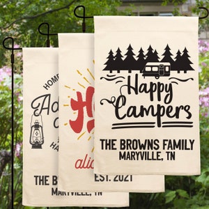 Personalized Camping Flag | Camp Name Sign | Custom Garden Flag | Camper Gift | Custom Campsite Sign | RV Campsite Gift | Happy Campers Sign