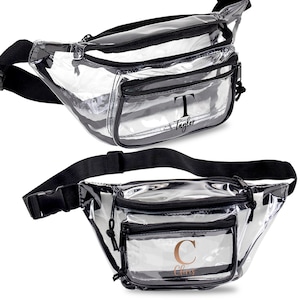 Personalized Initial Clear Fanny Packs Women Men Stadium Approved Waist Bags Custom Transparent Belt Bag Stadium Bag Concert Beach Gifts image 4