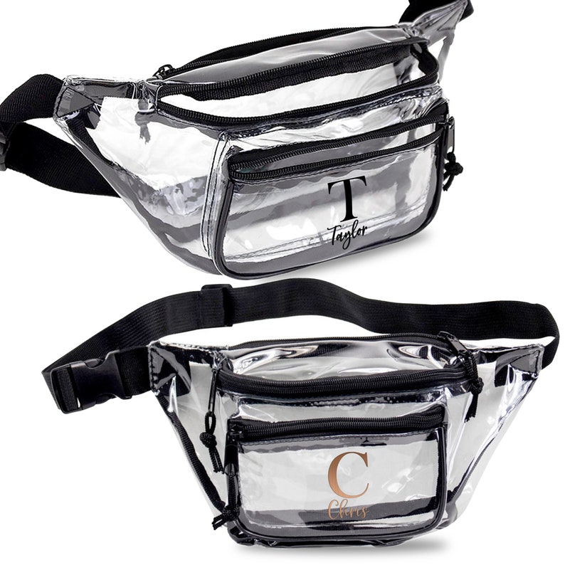 Personalized Initial Clear Fanny Packs Women Men Stadium Approved Waist Bags Custom Transparent Belt Bag Stadium Bag Concert Beach Gifts image 4