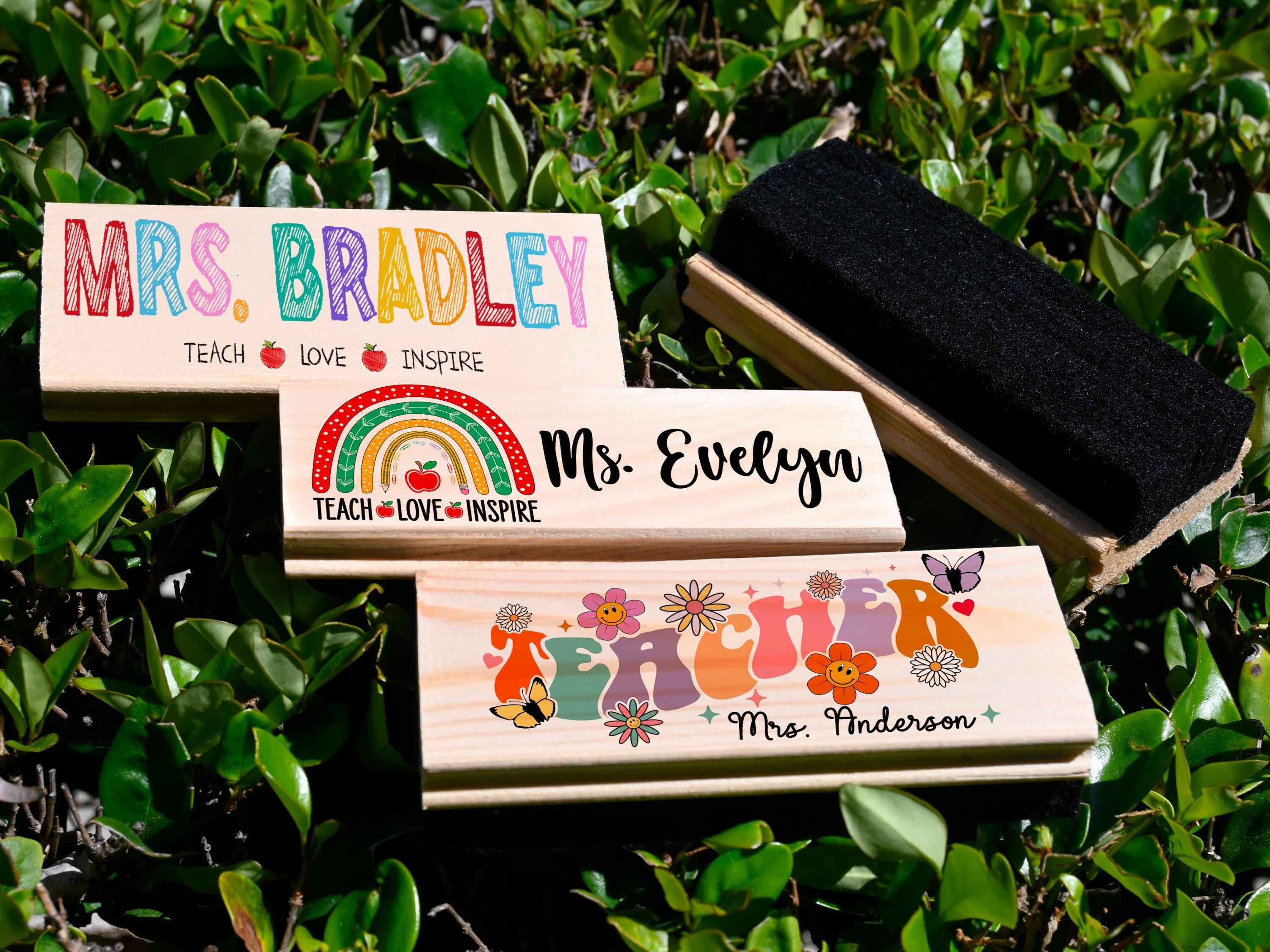 Personalized Teacher Whiteboard Eraser, Custom Teacher Appreciation Gifts, Chalkboard Eraser with Marker, Preschool Teacher Name gifts