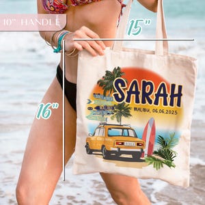 Beach Tote Bag for Girls, Custom Beach Bag, Bridesmaid Gift Bag, Bachelorette Gifts for Bridesmaid, Natural Canvas Tote Bag, Custom Tote Bag image 7