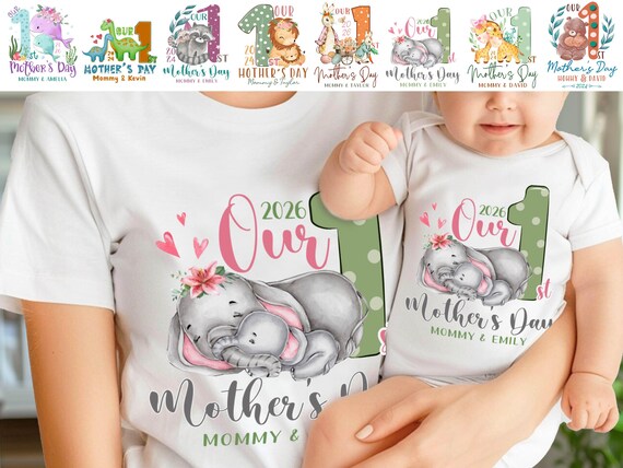 Our First Mother's Day Matching Tee, New Mom Gift, Mothers Day Matching Shirt, Custom 1st Mother's Day Shirt, Matching Mom and Baby Bodysuit