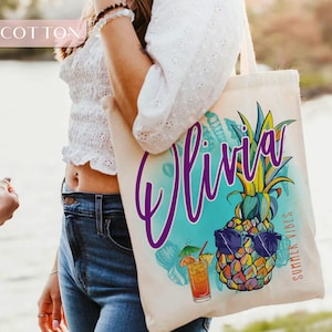 Beach Tote Bag for Girls, Custom Beach Bag, Bridesmaid Gift Bag, Bachelorette Gifts for Bridesmaid, Natural Canvas Tote Bag, Custom Tote Bag image 10