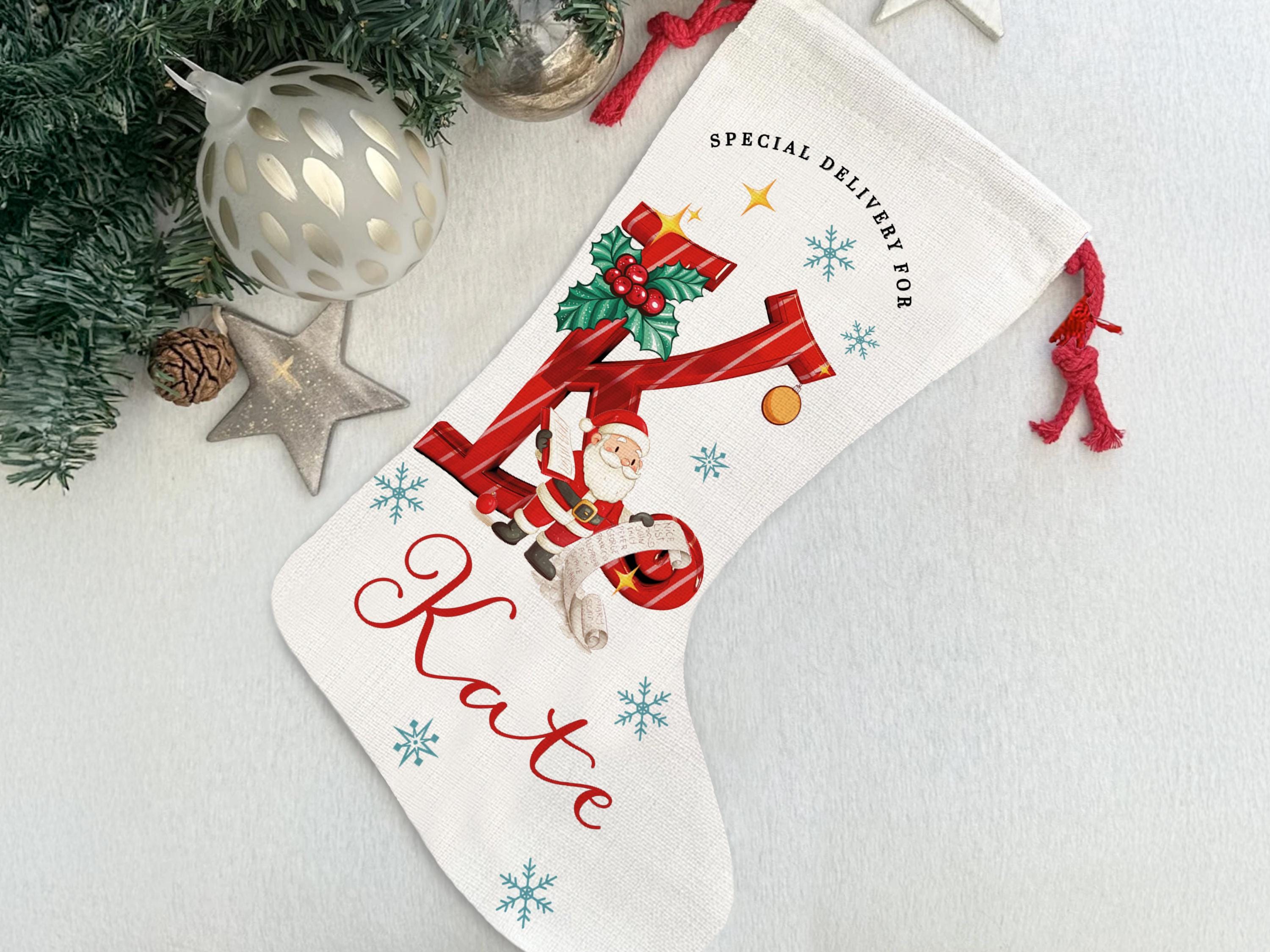 Christmas Santa Stocking, Custom Christmas Stocking, Special Delivery Kids Stocking for Christmas, Personalized Christmas Family Stocking