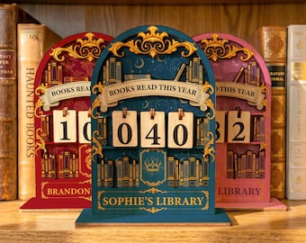 Vintage Book Read Tracker, Personalized Book Counter Library Decor, Books Read This Year, Book Club Gifts, Bookshelf Decor, Book Lover Gifts
