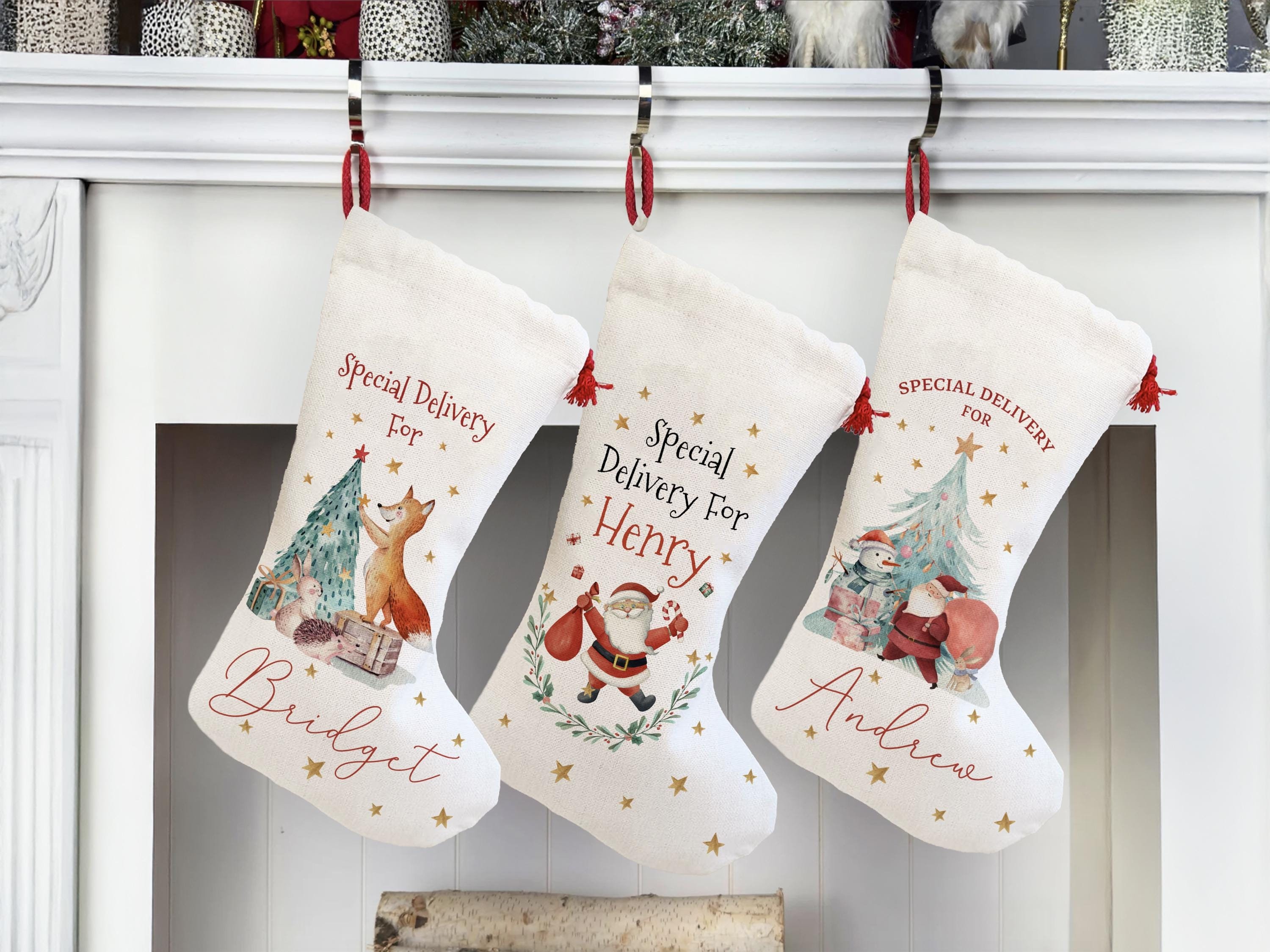Christmas Santa Stocking, Christmas Nutcracker Ballerina Reindeer Stocking for Christmas, Special Delivery Kids Stocking, Custom Stocking