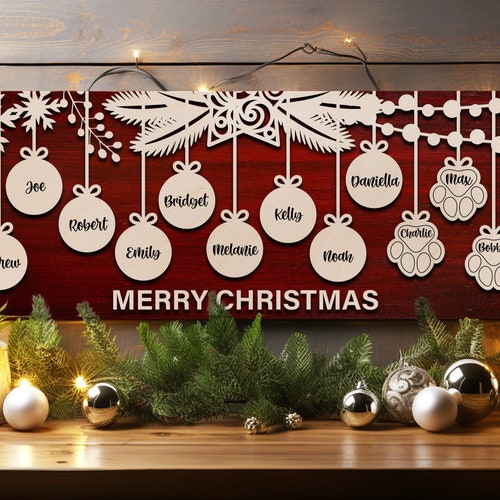 Family Christmas Decoration, Personalized Christmas Name Sign, Custom Christmas Sign, Holiday Decor Welcome Sign, Farmhouse Home Decoration