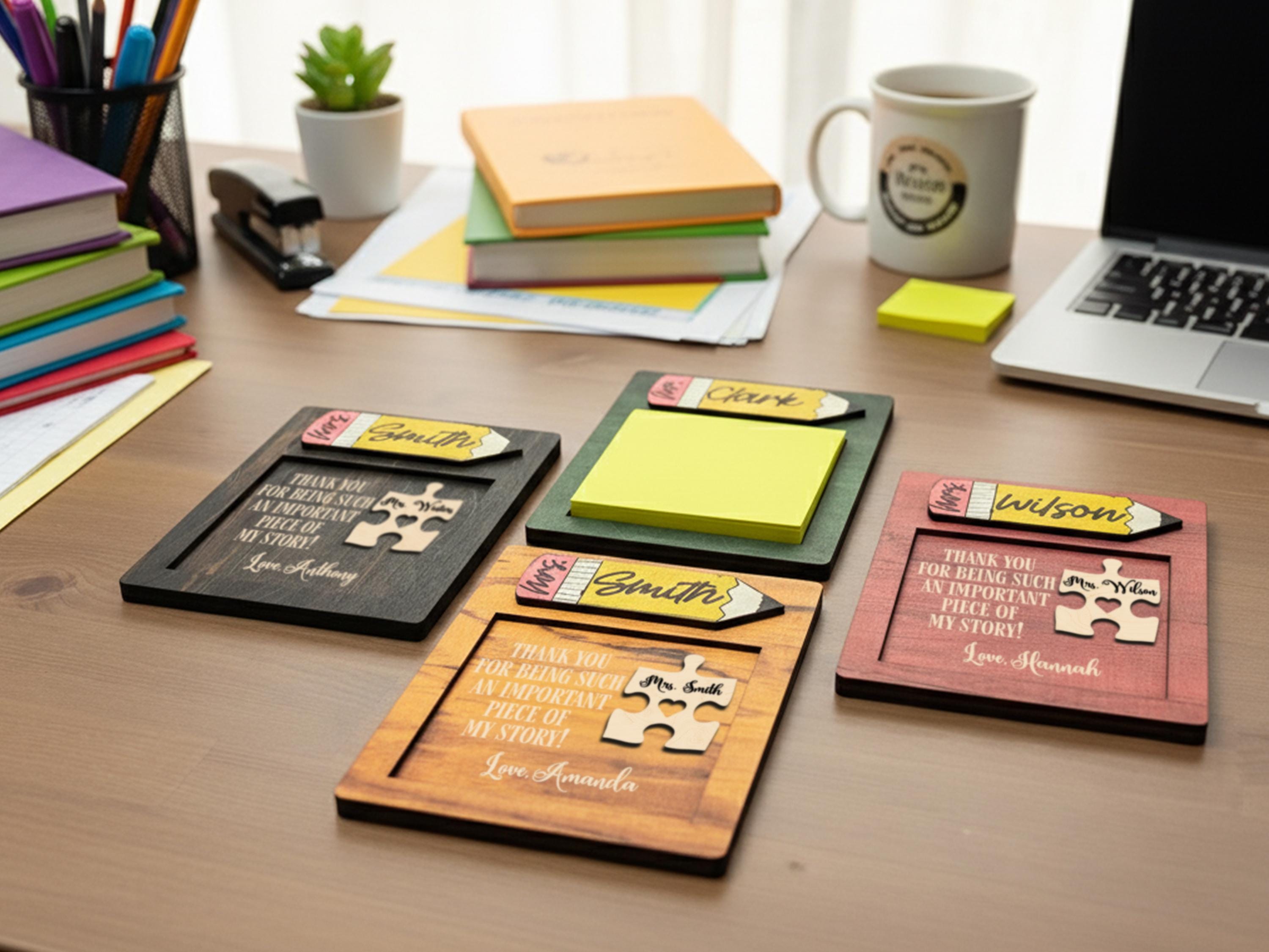 Personalized Teacher Note Pad Holder, Custom Teacher Appreciation Gift ...