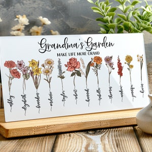 Grandma Garden Acrylic Sign with Grandkids Name | Personalized Mom Sign | Home Decor Gifts for Grandma | Custom Mother&#39;s Day Gifts for Mom