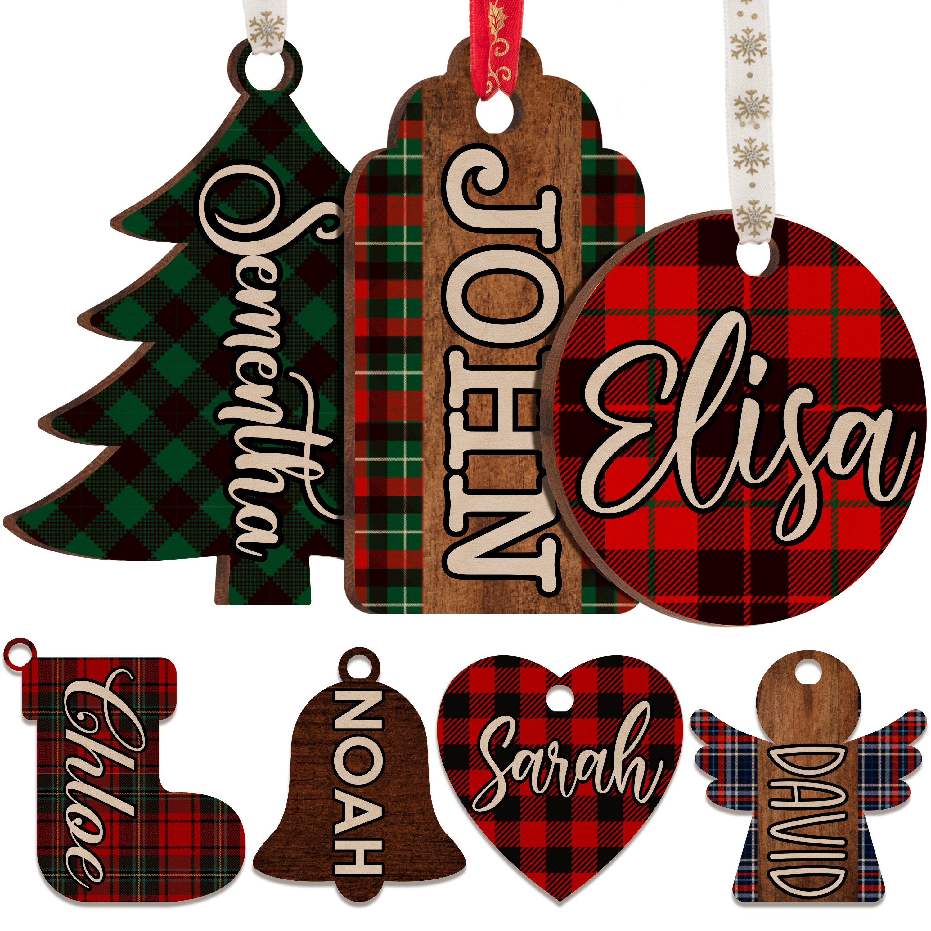 Personalized Christmas Wooden Name Tag Customized Wood Name Etsy
