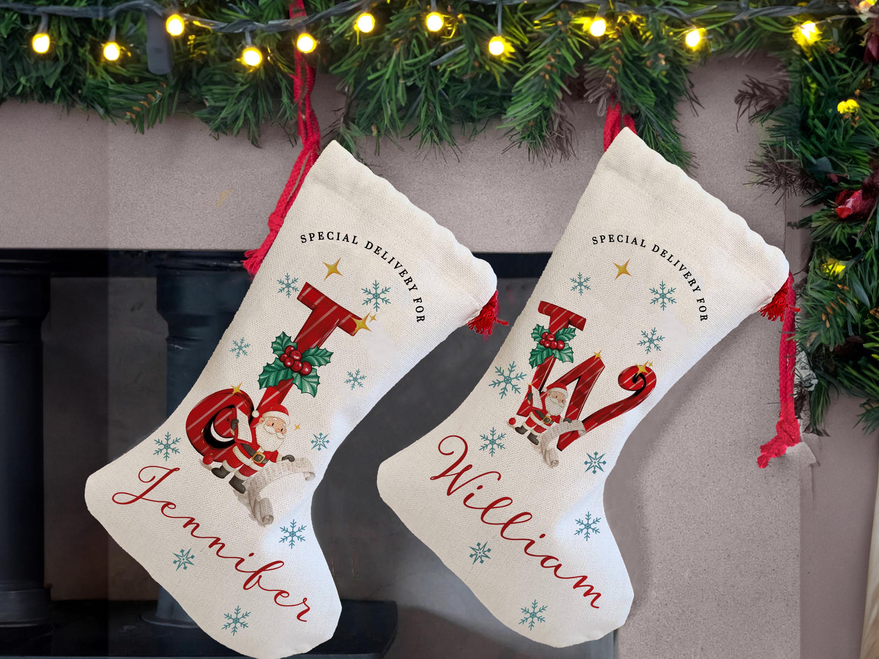 Christmas Santa Stocking, Custom Christmas Stocking, Special Delivery Kids Stocking for Christmas, Personalized Christmas Family Stocking