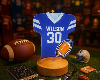 Personalized American Football Team Gift, Jersey Football Night Light, Football Name Sign, Sports Name Sign, Custom Gift For Football Player