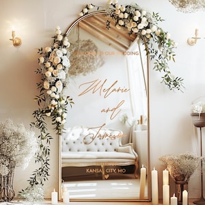 Welcome Wedding Sign, Vinyl Mirror Decal, Custom Wedding Decor, Welcome Engagement Party Mirror Decal for Wedding, Reception Welcome Sign image 10