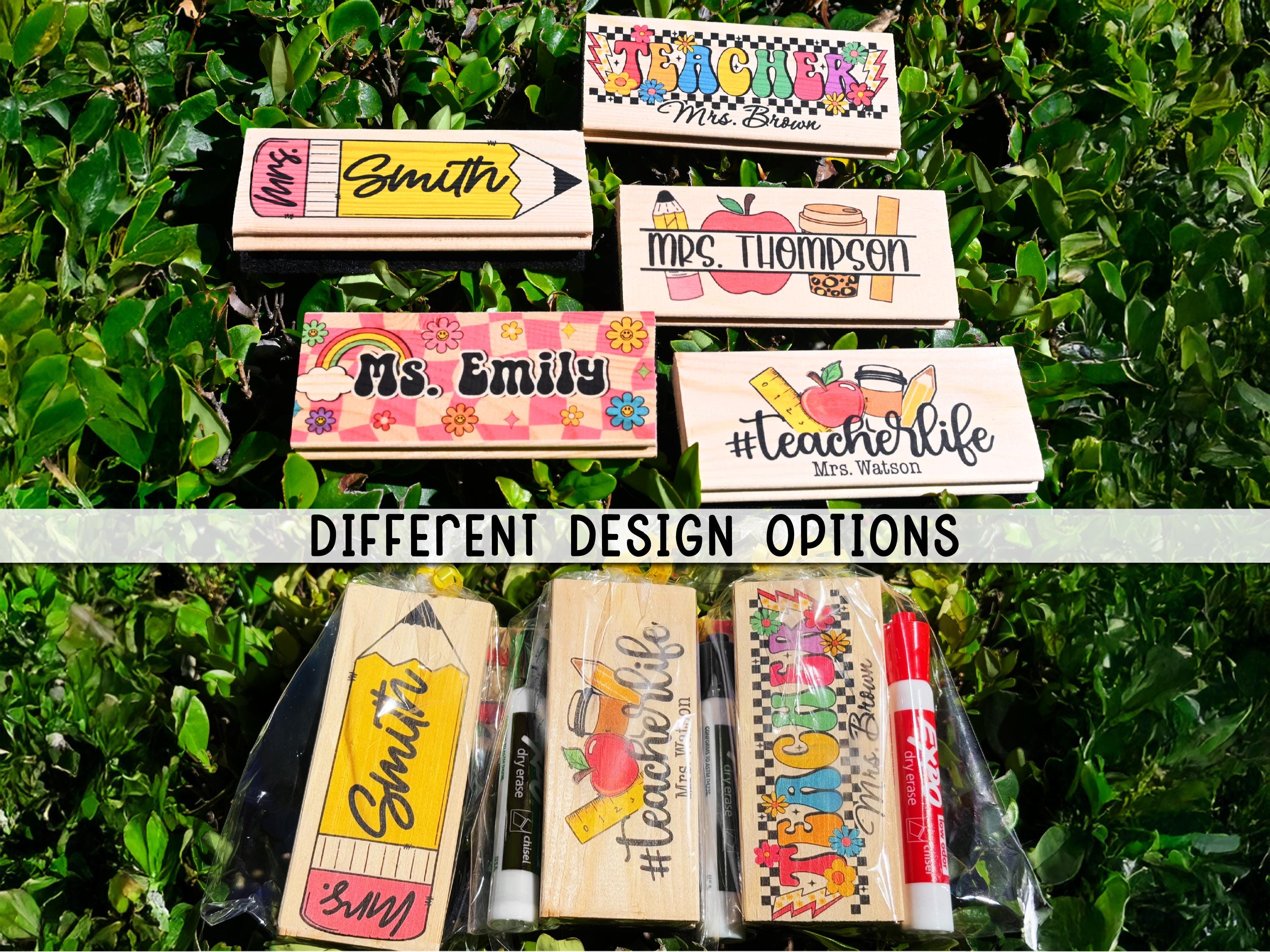 Personalized Teacher Whiteboard Eraser, Custom Teacher Appreciation Gifts, Chalkboard Eraser with Marker, Preschool Teacher Name gifts