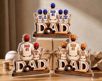Personalized Dad Baseball Gift, We Caught the Best Dad Sign, 2D Acrylic Plaque for Father's Day Gift for Dad, Gift for Husband, Grandpa Gift