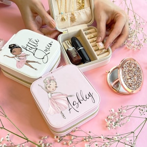 Personalized Princess Ballerina Jewelry Box, Pink Jewelry Box for Little Girl, Custom Granddaughter Birthday Gifts for her, Kids Christmas