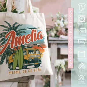 Beach Tote Bag for Girls, Custom Beach Bag, Bridesmaid Gift Bag, Bachelorette Gifts for Bridesmaid, Natural Canvas Tote Bag, Custom Tote Bag image 5