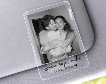 Personalized Valentine Photo Car Visor Clip, Drive Safe I Love You, Valentines Gift for Him, Gifts for Boyfriend, Husband Drive Safe Gift