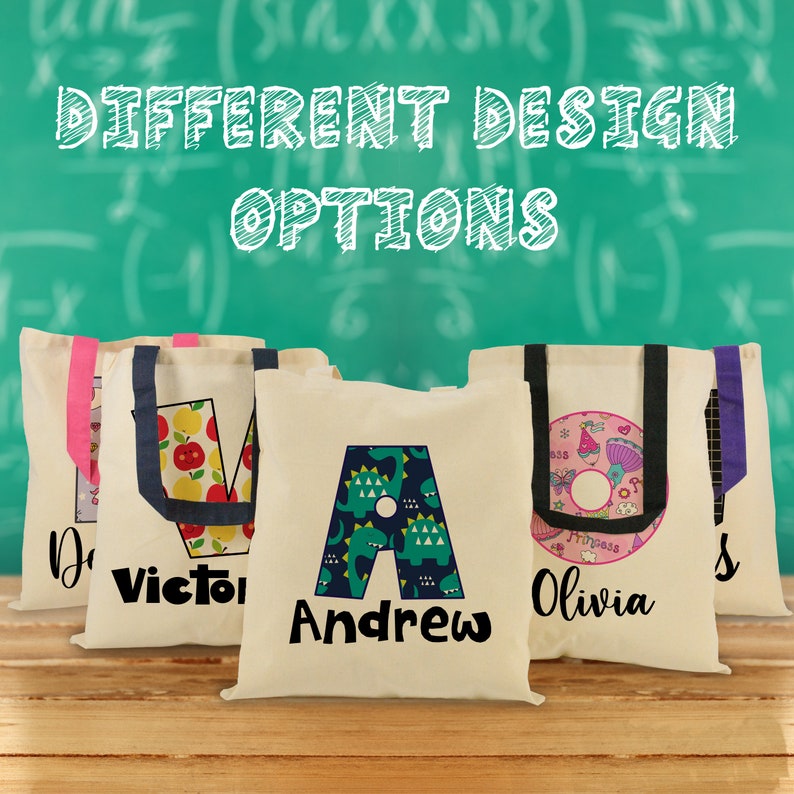 Personalized Kids Name Tote Bag Library Tote for Kids Children Etsy