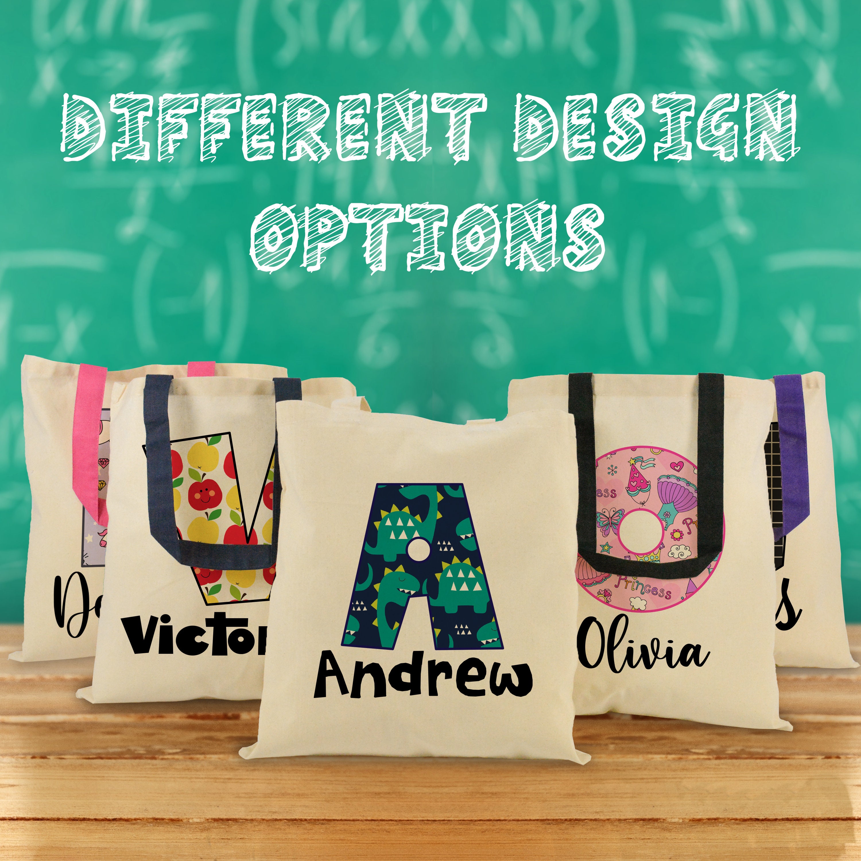 Personalized Kids Name Tote Bag Library Tote for Kids Children Etsy