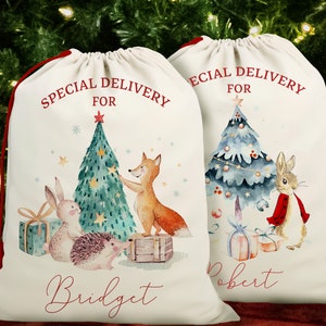 Custom Large Santa Sack Bags, Personalized Christmas Gift Sack for Christmas, Custom Christmas Gift Bag, Christmas Eve Box, Holiday Gift Bag