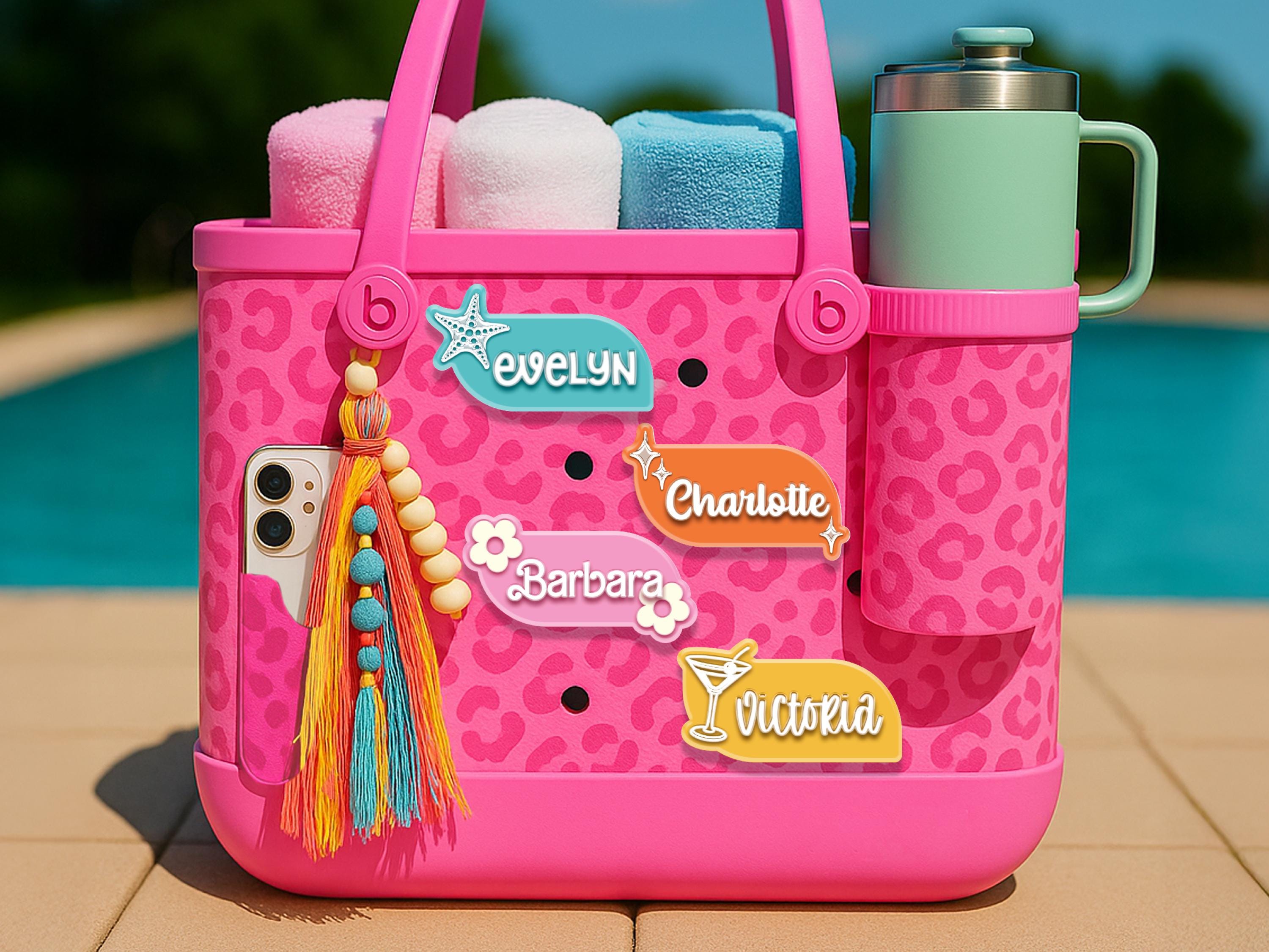 Personalized Bogg Bag Accessories, Bogg Bag Name Tag, Name Beach Tote Tag, Custom Bag Charm, Beach Bag Accessories, Charms for Bogg Bag